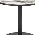 36" Black And Gold Faux Marble And Steel Pedestal Base Round Top Dining Table