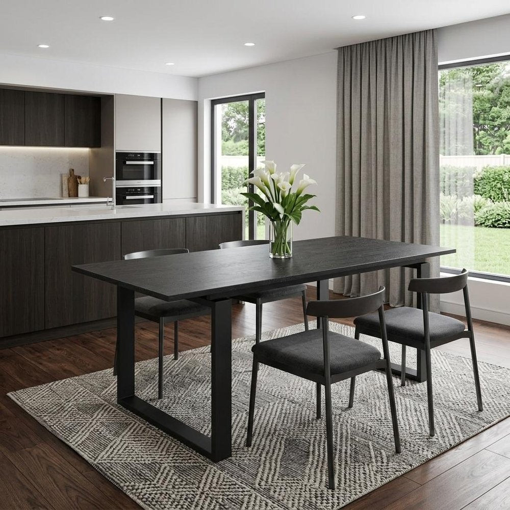 79" Black Wood Sled Base Dining Table