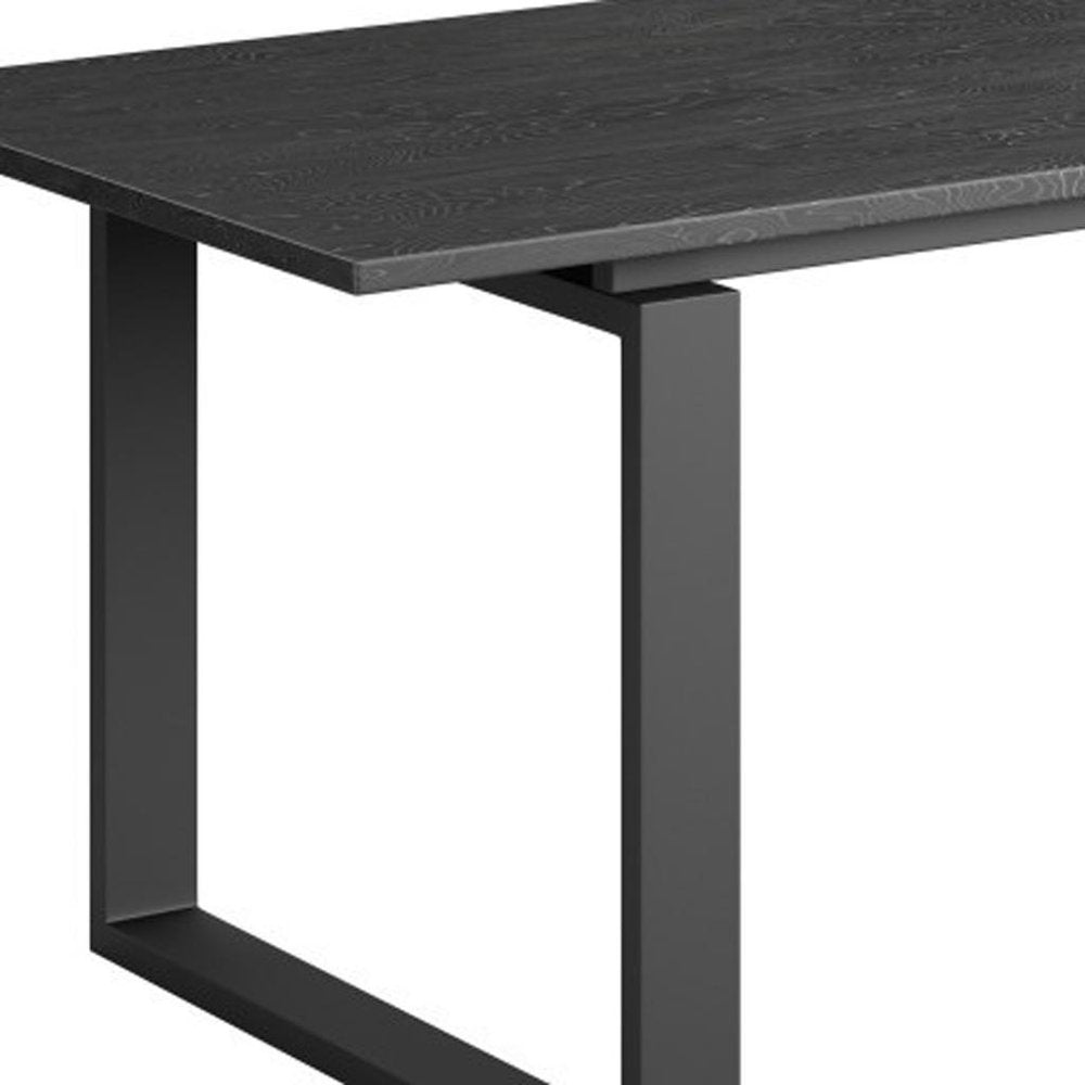 79" Black Wood Sled Base Dining Table