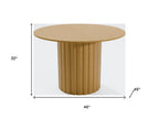 46" Natural Solid Wood Pedestal Base Round Top Dining Table
