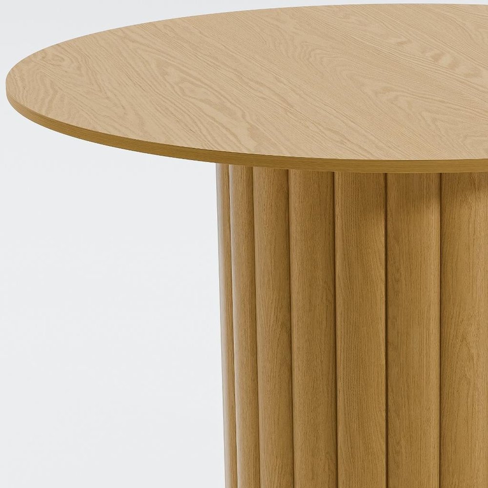 46" Natural Solid Wood Pedestal Base Round Top Dining Table