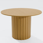 46" Natural Solid Wood Pedestal Base Round Top Dining Table