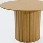 46" Natural Solid Wood Pedestal Base Round Top Dining Table