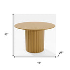 46" Natural Solid Wood Pedestal Base Round Top Dining Table