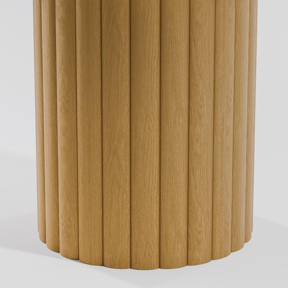 46" Natural Solid Wood Pedestal Base Round Top Dining Table