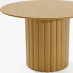 46" Natural Solid Wood Pedestal Base Round Top Dining Table