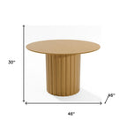 46" Natural Solid Wood Pedestal Base Round Top Dining Table