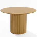 46" Natural Solid Wood Pedestal Base Round Top Dining Table