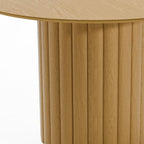 46" Natural Solid Wood Pedestal Base Round Top Dining Table