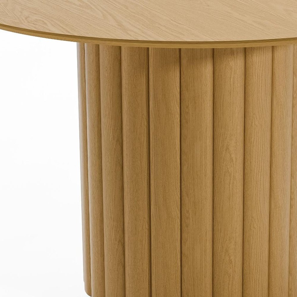 46" Natural Solid Wood Pedestal Base Round Top Dining Table