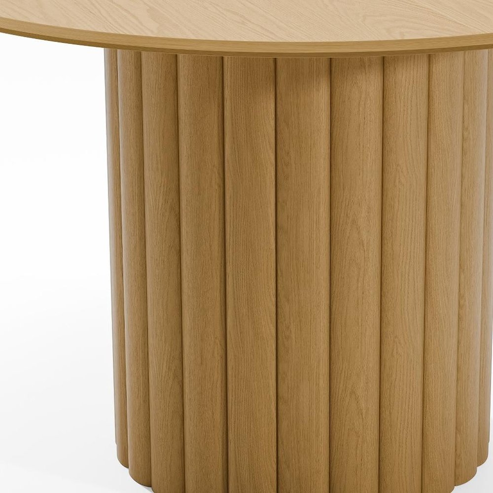 46" Natural Solid Wood Pedestal Base Round Top Dining Table