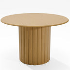 46" Natural Solid Wood Pedestal Base Round Top Dining Table