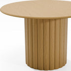 46" Natural Solid Wood Pedestal Base Round Top Dining Table