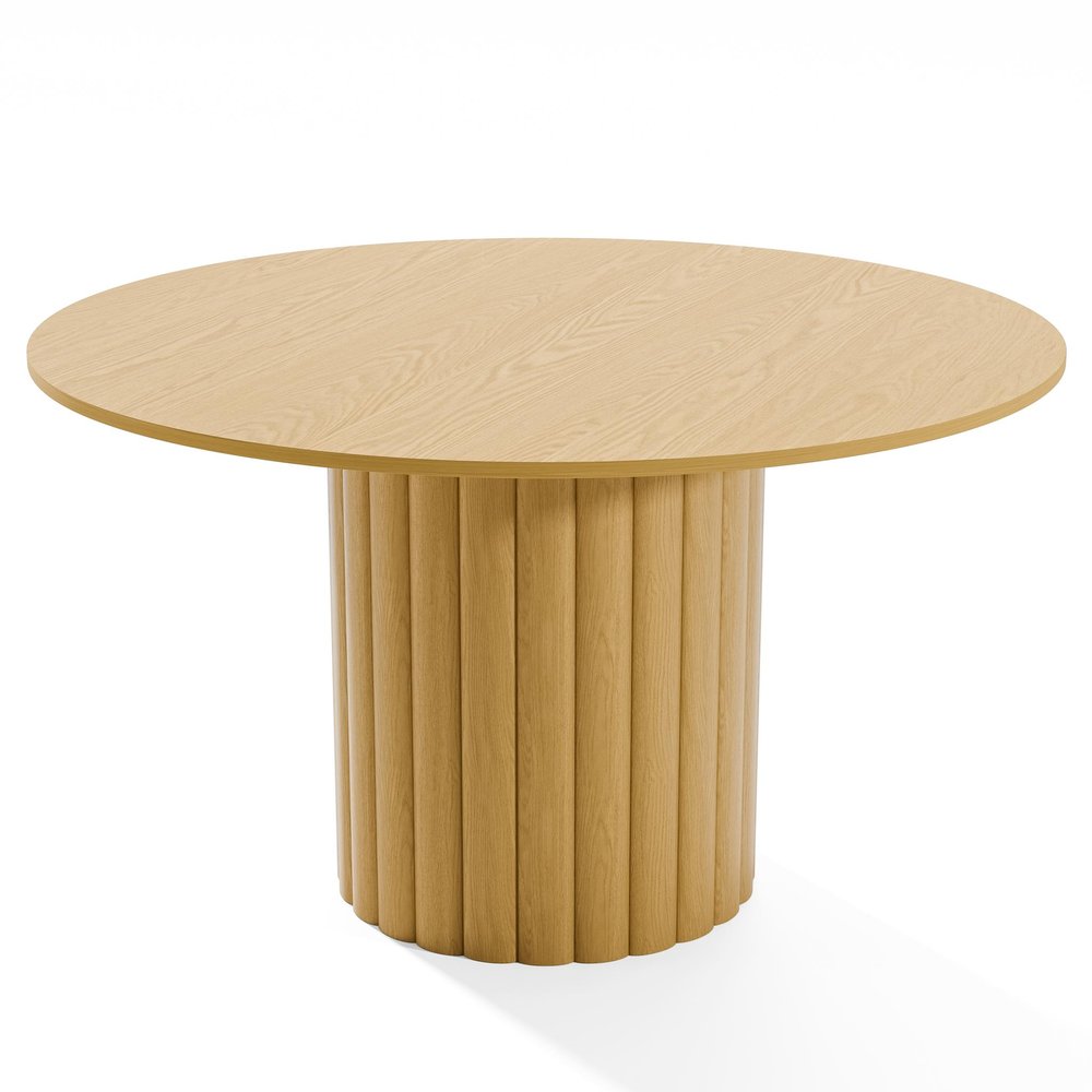 52" Natural Solid Wood Pedestal Base Round Top Dining Table