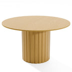 52" Natural Solid Wood Pedestal Base Round Top Dining Table