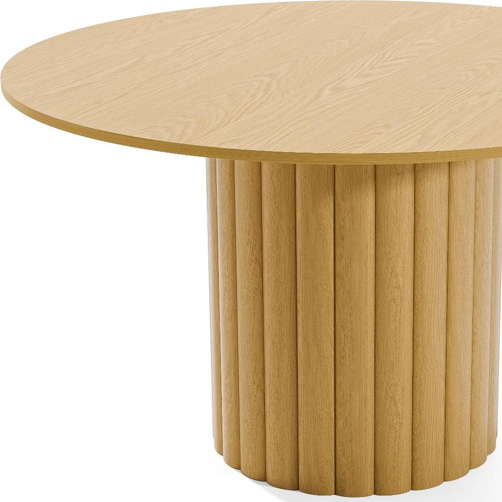 52" Natural Solid Wood Pedestal Base Round Top Dining Table