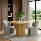 52" Natural Solid Wood Pedestal Base Round Top Dining Table