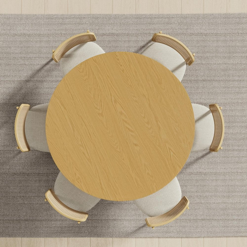 52" Natural Solid Wood Pedestal Base Round Top Dining Table