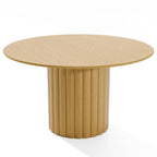 52" Natural Solid Wood Pedestal Base Round Top Dining Table