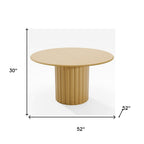 52" Natural Solid Wood Pedestal Base Round Top Dining Table