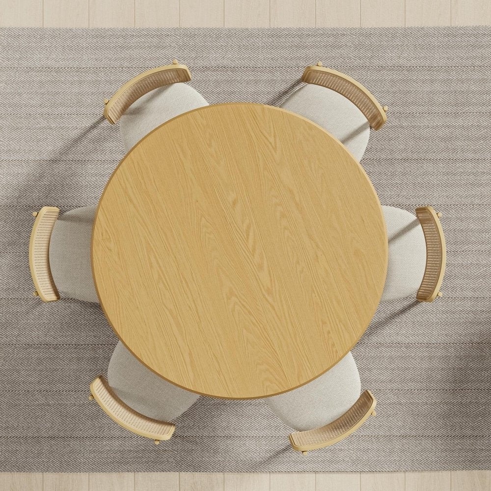 52" Natural Solid Wood Pedestal Base Round Top Dining Table
