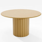 52" Natural Solid Wood Pedestal Base Round Top Dining Table