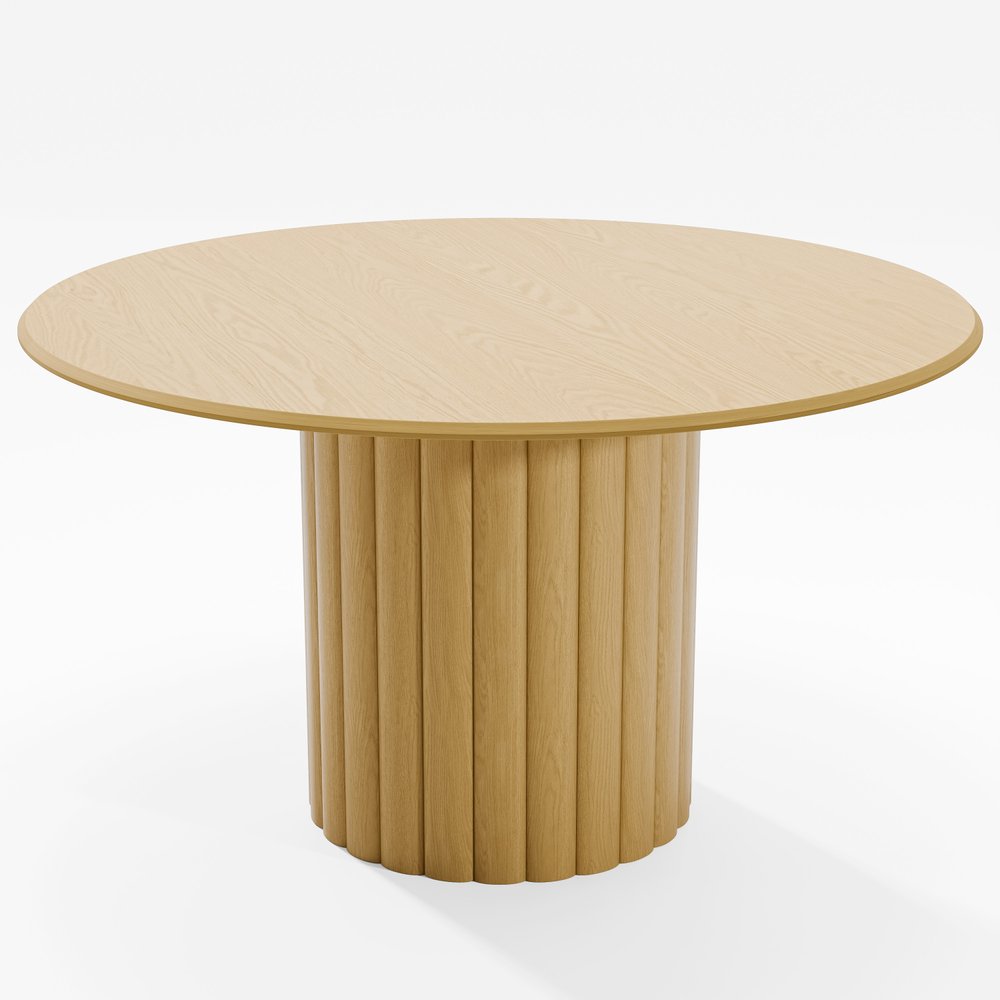 52" Natural Solid Wood Pedestal Base Round Top Dining Table