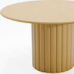 52" Natural Solid Wood Pedestal Base Round Top Dining Table