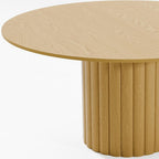 60" Natural Solid Wood Pedestal Base Round Top Dining Table