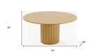 60" Natural Solid Wood Pedestal Base Round Top Dining Table