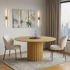 60" Natural Solid Wood Pedestal Base Round Top Dining Table