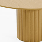 60" Natural Solid Wood Pedestal Base Round Top Dining Table