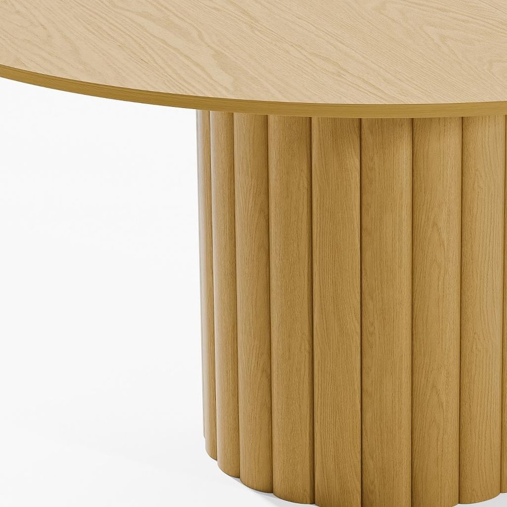 60" Natural Solid Wood Pedestal Base Round Top Dining Table