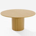 60" Natural Solid Wood Pedestal Base Round Top Dining Table