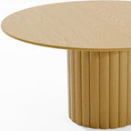 60" Natural Solid Wood Pedestal Base Round Top Dining Table