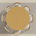 60" Natural Solid Wood Pedestal Base Round Top Dining Table