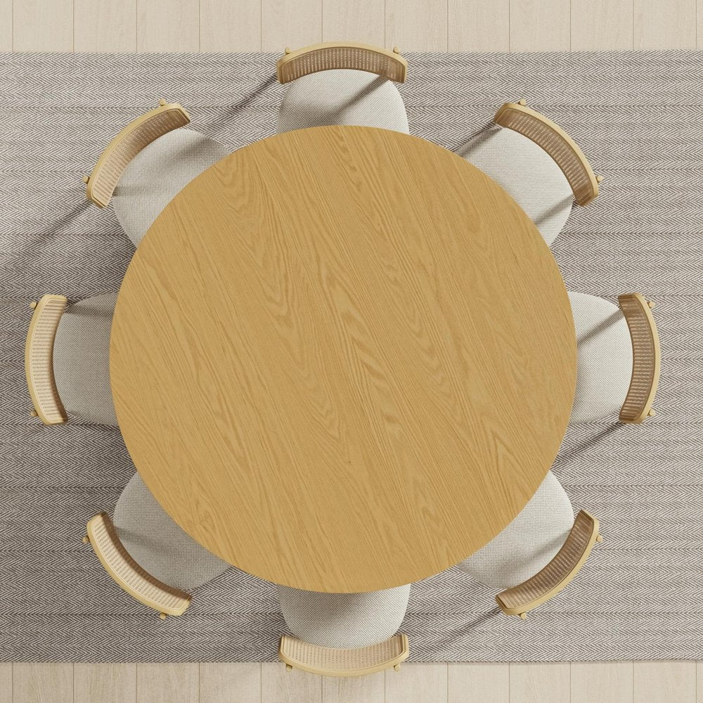 60" Natural Solid Wood Pedestal Base Round Top Dining Table