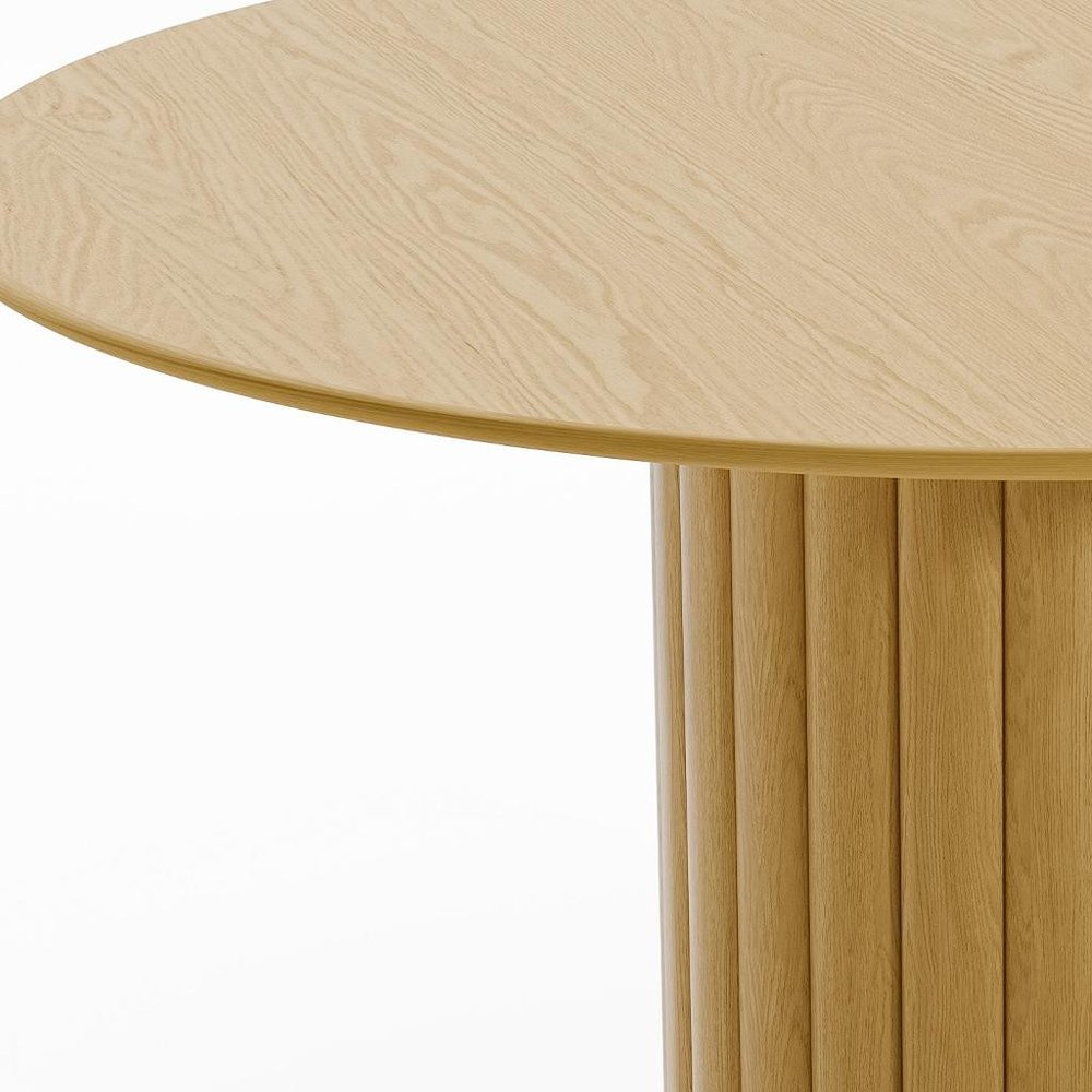 60" Natural Solid Wood Pedestal Base Round Top Dining Table