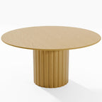 60" Natural Solid Wood Pedestal Base Round Top Dining Table