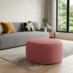 22" Red Olefin Round Outdoor Pouf Ottoman