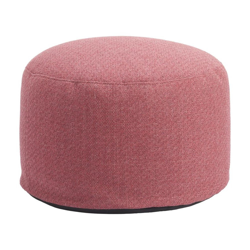 22" Red Olefin Round Outdoor Pouf Ottoman