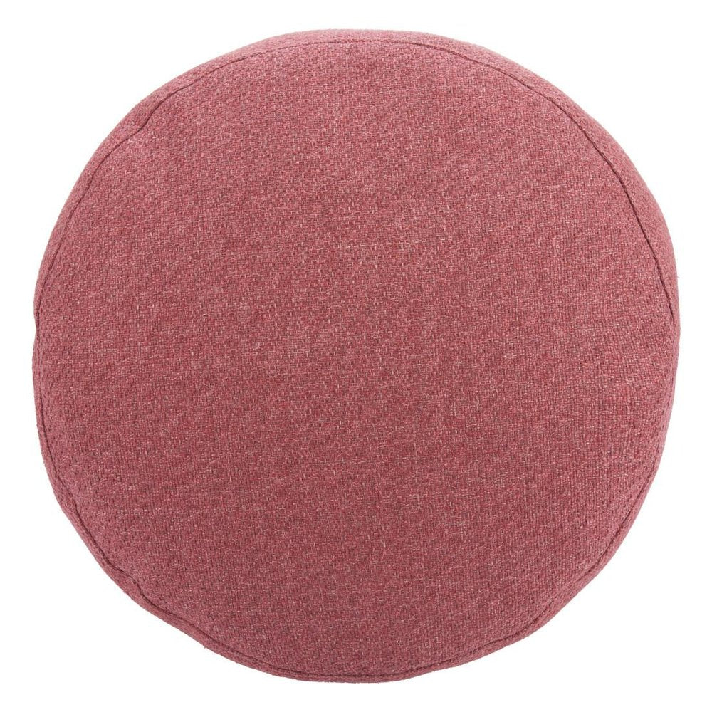 22" Red Olefin Round Outdoor Pouf Ottoman