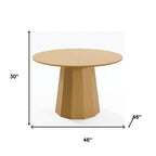 46" Oak Wood Pedestal Base Straight Edge Round Top Dining Table