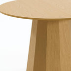 46" Oak Wood Pedestal Base Straight Edge Round Top Dining Table