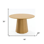 46" Oak Wood Pedestal Base Round Top Dining Table