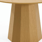 46" Oak Wood Pedestal Base Round Top Dining Table