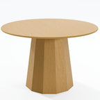 46" Oak Wood Pedestal Base Round Top Dining Table