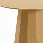46" Oak Wood Pedestal Base Beveled Edge Round Top Dining Table
