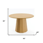 46" Oak Wood Pedestal Base Round Top Dining Table