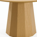46" Oak Wood Pedestal Base Round Top Dining Table